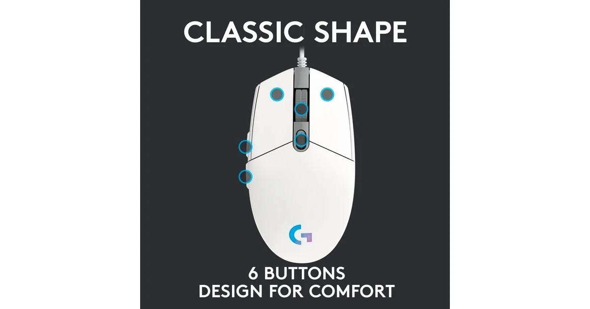 SOURIS LOGITECH G203 LIGHTSYNC BLANC (7/8)