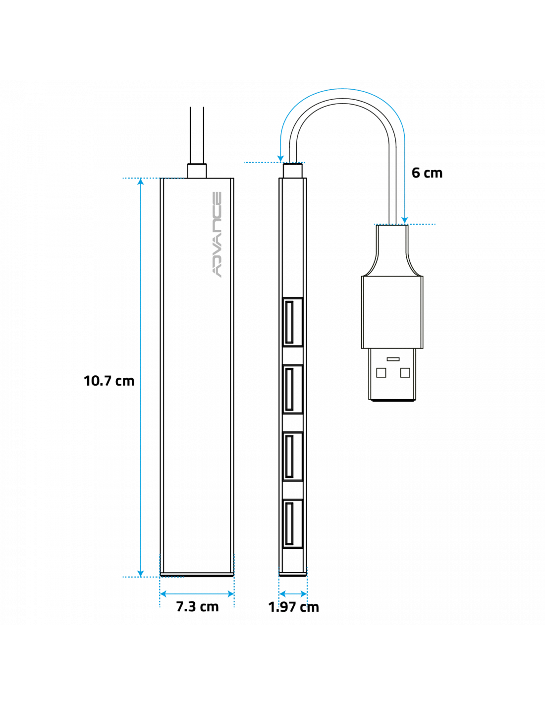 HUB USB 3.0 ADVANCE 4 PORTS HUB-405AL (3/5)