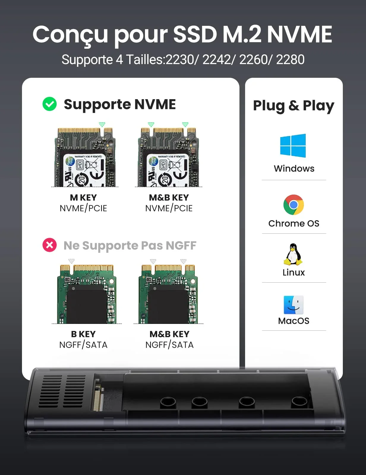 BOITIER UGREEN M2 NVME USB C (3/6)