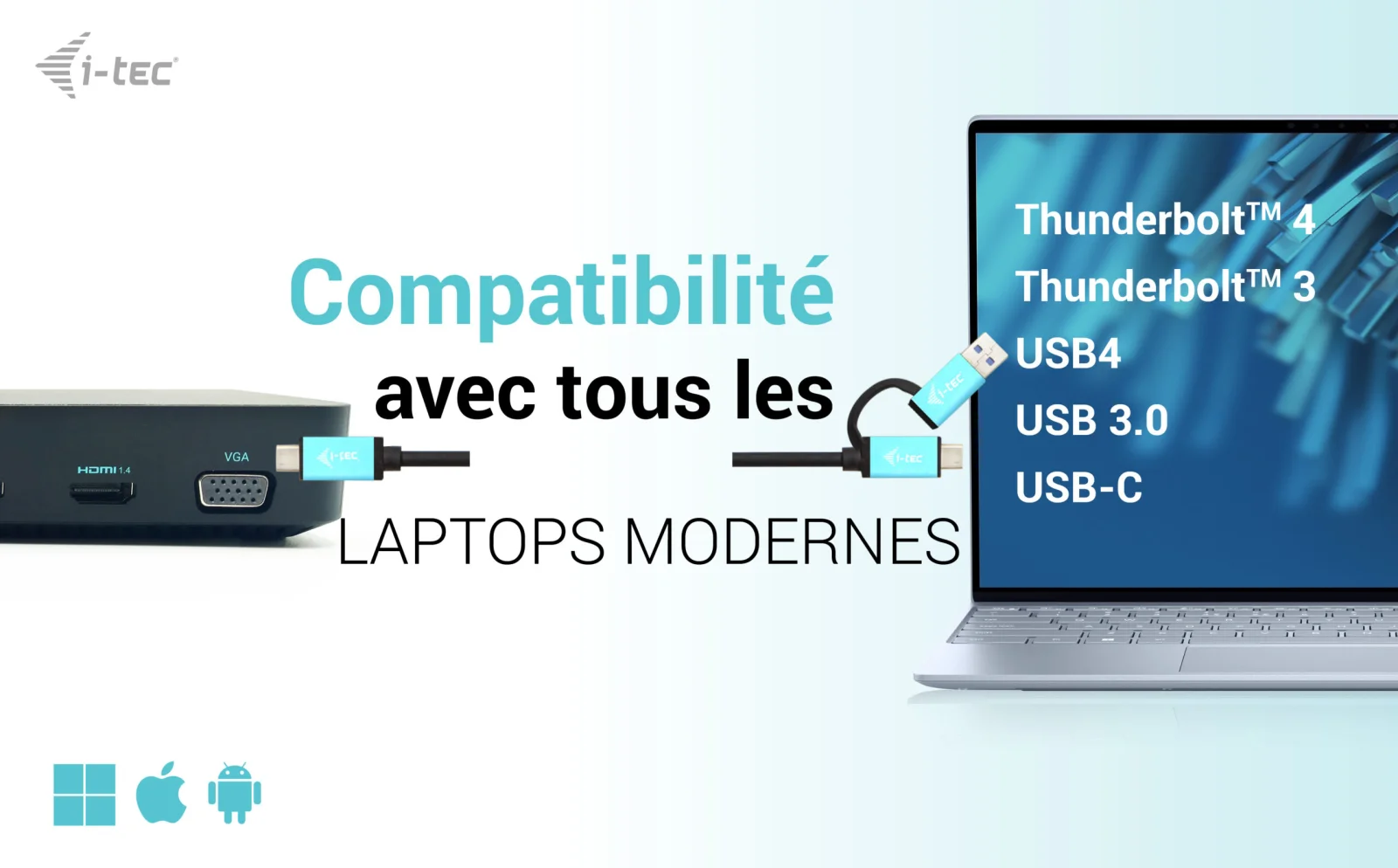 DOCK USB3/USBC 3 ECRANS 130W I-TEC (3/5)