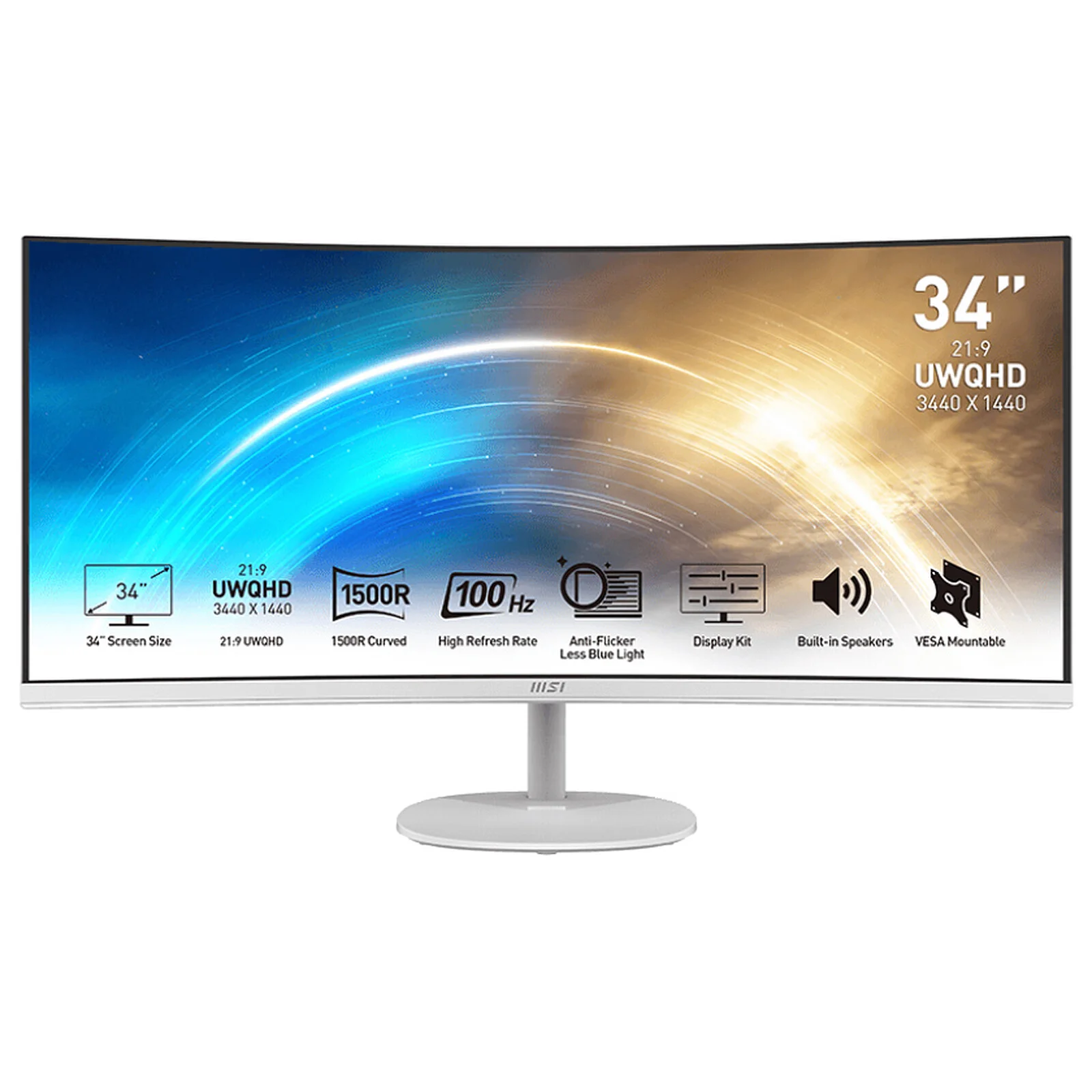 ECRAN MSI 34" PRO MP341C 3440*1440 100Hz BLANC