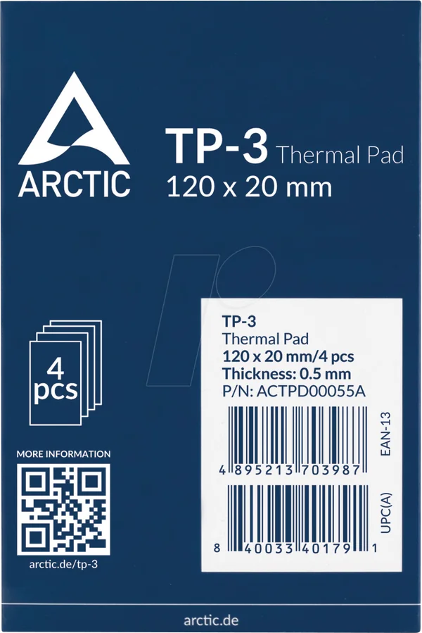 PAD THERMIQUE ARCTIC TP-3 120*20*1mm (2/3)