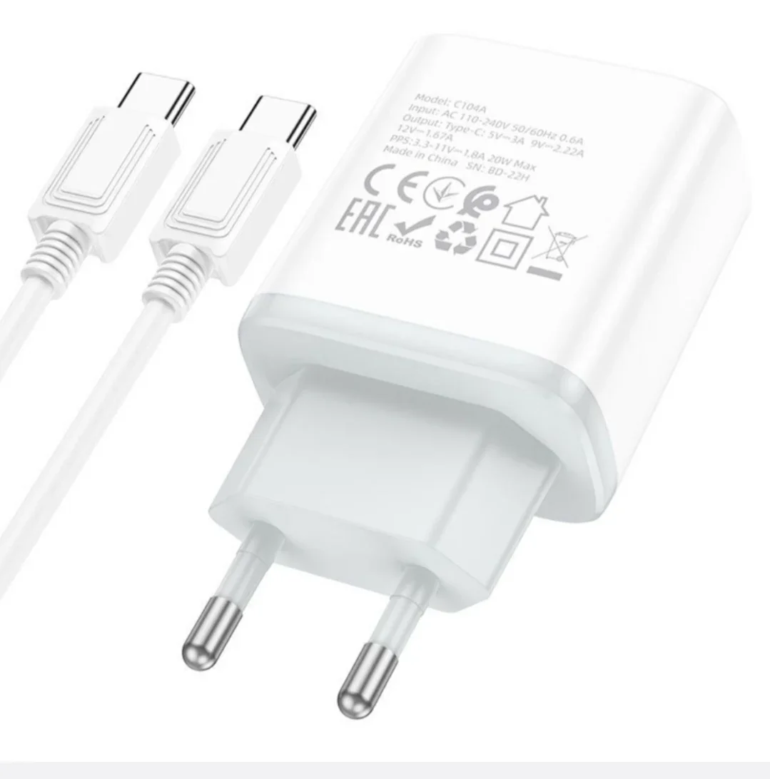 CHARGEUR C104A PD20W TYPE-C/TYPE-C (3/4)