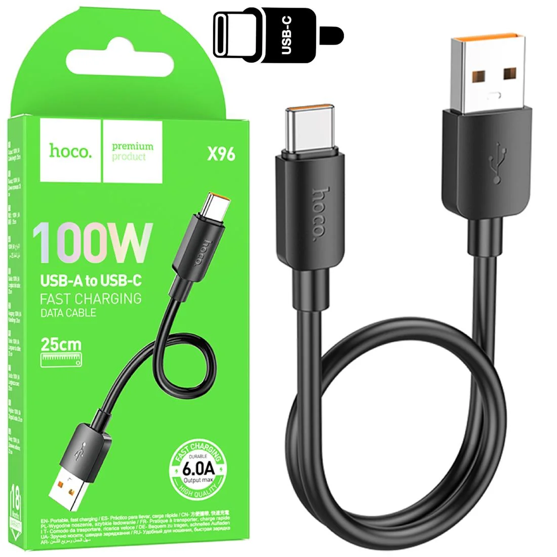 CABLE X96 TYPE-C/TYPE-C 100W NOIR (1/3)
