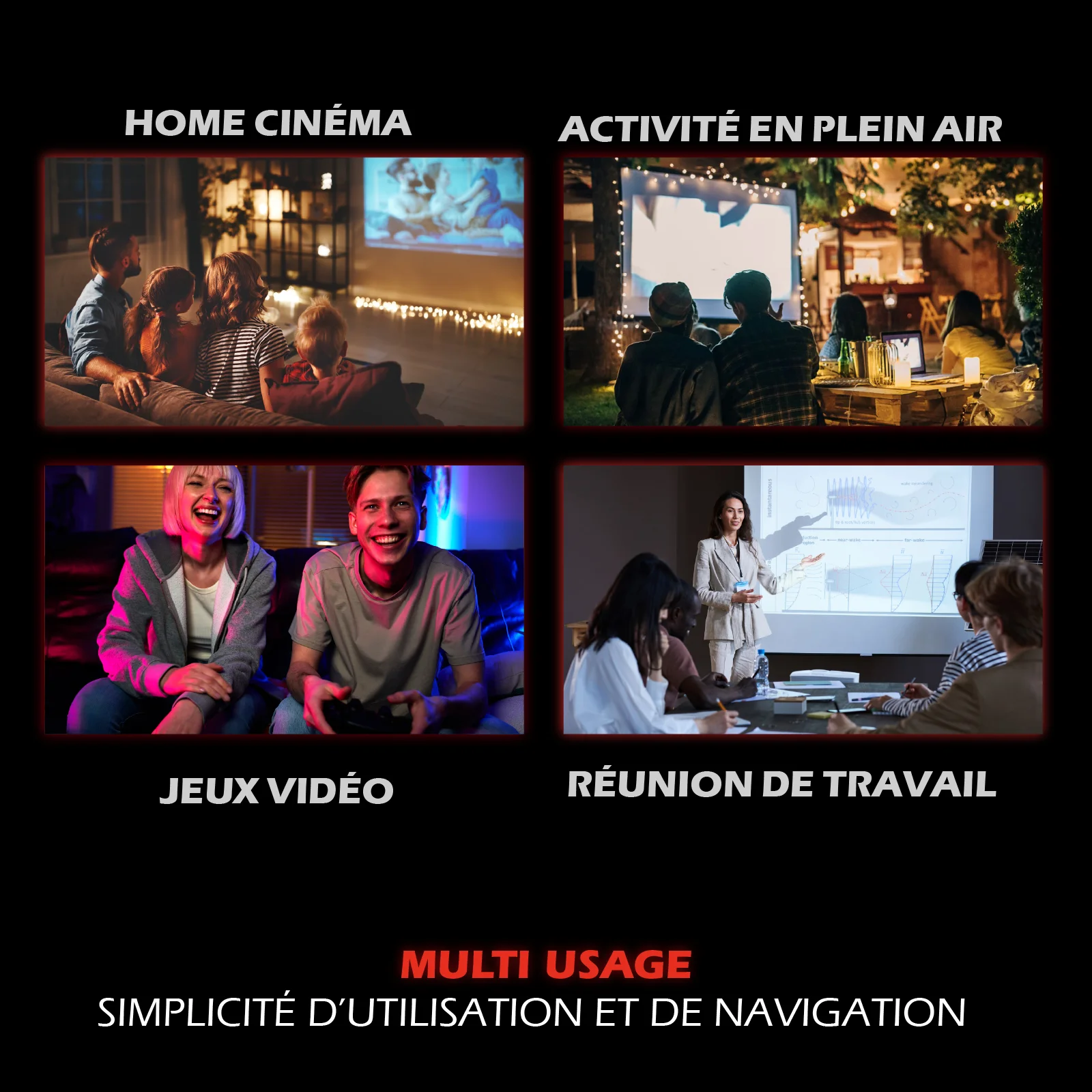 KIT HOME CINEMA EXTERIEUR VIDEOPROJ+ECRAN GONF+HP (7/8)