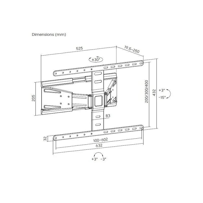 SUPPORT TV MURAL MOUVEMENT INTEGRAL 43/90" (7/7)